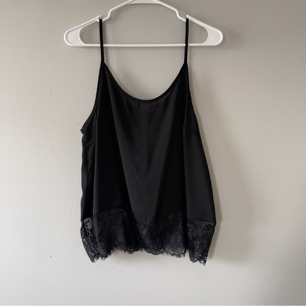 black tank with lace hem